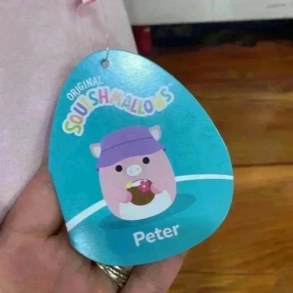 Squishmallows Peter Pink Pig With Bucket Hat & Tropical Drink Squish 16 Inch NWT - Picture 2 of 6